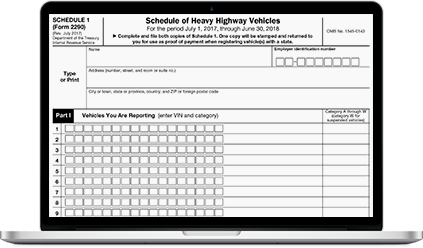 Form 2290 E-filing process - Schedule 1