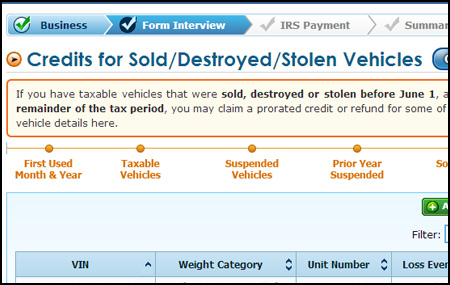 Form 2290 E-filing process - Sold or Destroyed