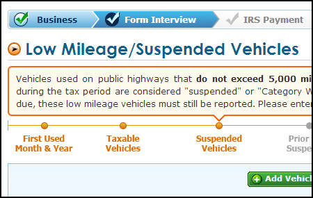Form 2290 E-filing process- Suspended Vehicle