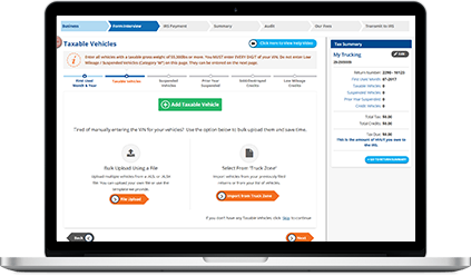 Form 2290 E-filing process - Add Vehicles